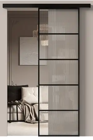 Межкомнатная дверь МКП-4, Со стеклом (ДО), цвет - Черная эмаль (RAL 9004)