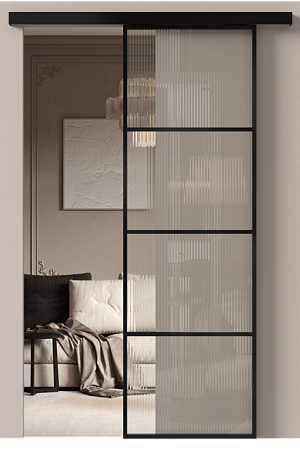 Межкомнатная дверь МКП-3, Со стеклом (ДО), цвет - Черная эмаль (RAL 9004)