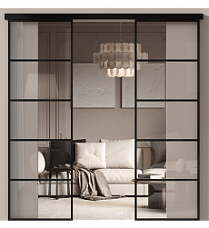 Дверь МКП-4 Черная эмаль (RAL 9004) со стеклом