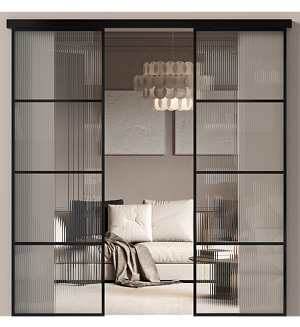 Межкомнатная дверь МКП-3, Со стеклом (ДО), цвет - Черная эмаль (RAL 9004)